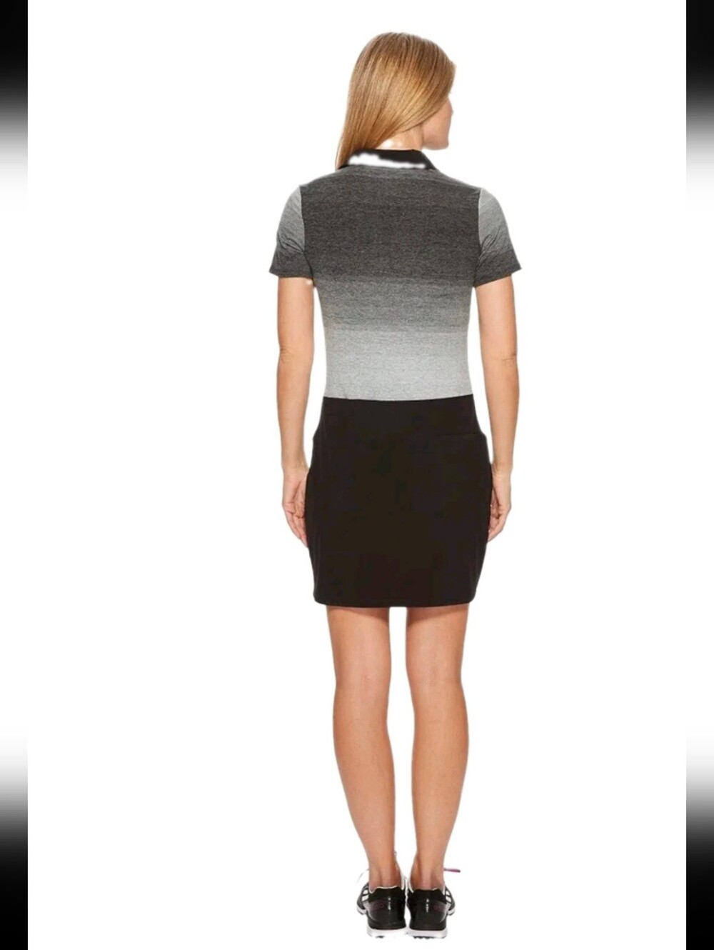 Adidas Womens Rangewear Golf Dress Size Medium Black Gray Color Sporty Collar EC - Picture 10 of 11